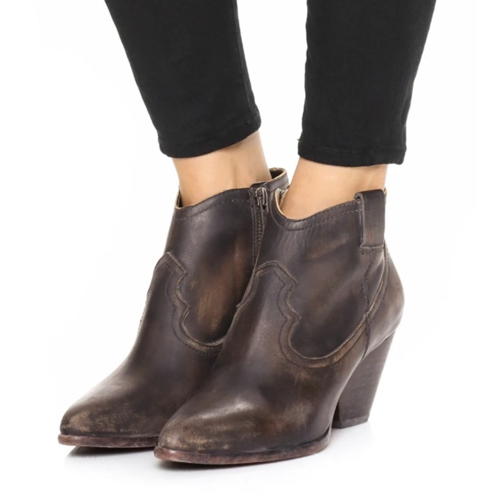 Frye Reina Bootie Black Cut Stonewash Boot